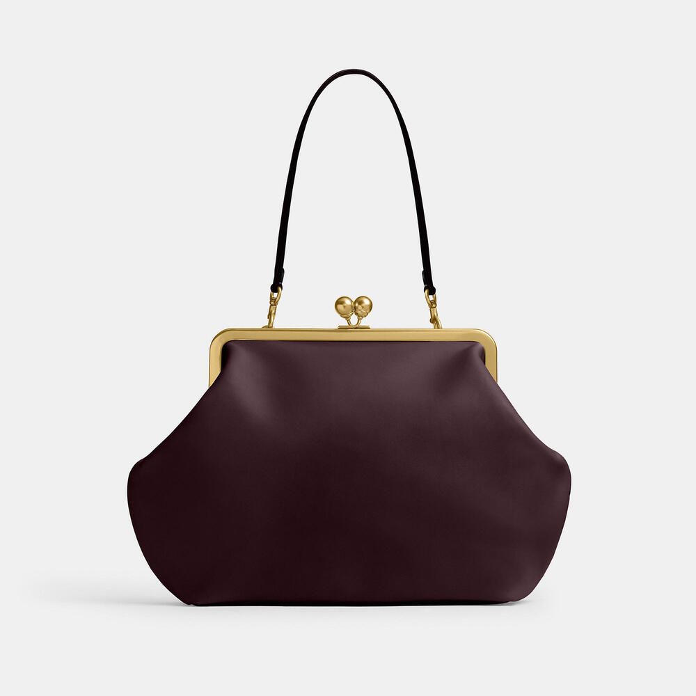 Coach Large Kisslock Frame Bag - Black Currant